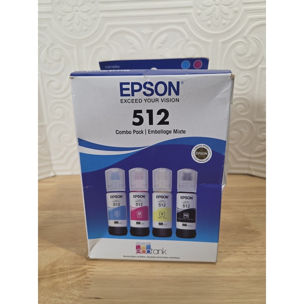 Epson 512 Ink Bottle 4-Pack for ET-7700 ET-7750 Genuine New Sealed Exp 10/2026